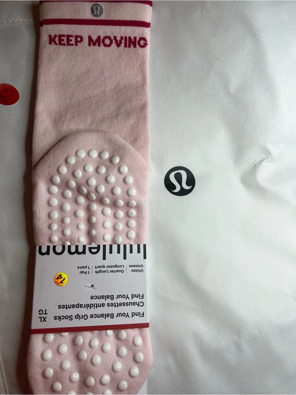 lululemon athletica Pink Crew Athletic Sock with Red Stripe